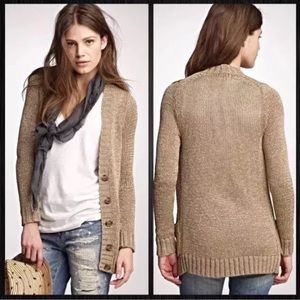 J. Crew Cardigan (M) Metallic Tan Camel Sweater
